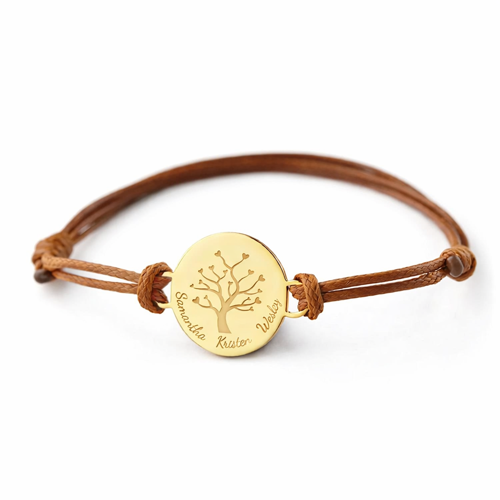 HB-Brac-Esh-02 (1) Pure Rope Bracelet Custom Text Stainless Steel Round Pendant - Image 1