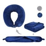 Airplane Neck Pillow, Blanket Combo with Custom Logo.