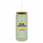 Ribbed Borosilicate Glass Can with Bamboo Lid
