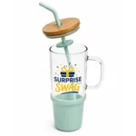 Glass Tumbler with Handle and Bamboo Lid - Image 2