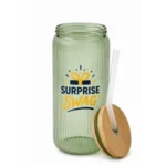 Ribbed Borosilicate Glass Can with Bamboo Lid - Image 2