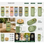 Ribbed Borosilicate Glass Can with Bamboo Lid - Image 3
