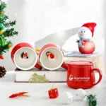 Ceramic Red Christmas Mug with 3D Figurine for Incentives