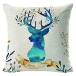 Christmas Pillow Case with Elk and Snow Pattern - Image 2