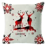 Christmas Pillow Case with Elk and Snow Pattern