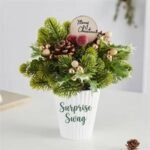 Mini Plastic Pinecone Christmas Tree in Pot