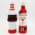 Knit Wine Bottle Covers with Santa and Snowman Design