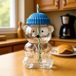 Modern Bear-Shaped Glass Bottle With Straw - Image 3