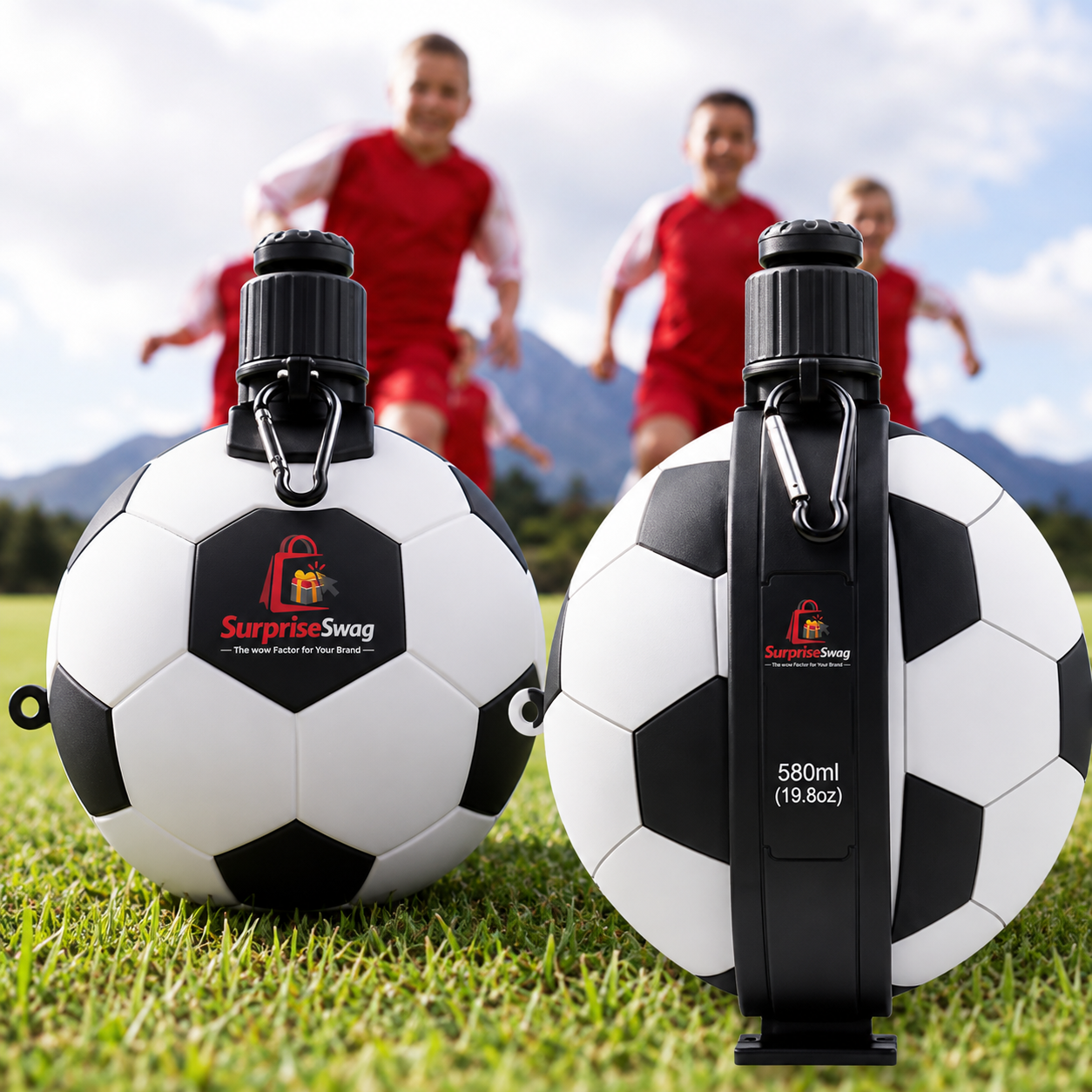 BOTTLE 1 Silicone Folding Compass Football Bottle Bpa Free Collapsible - Image 1