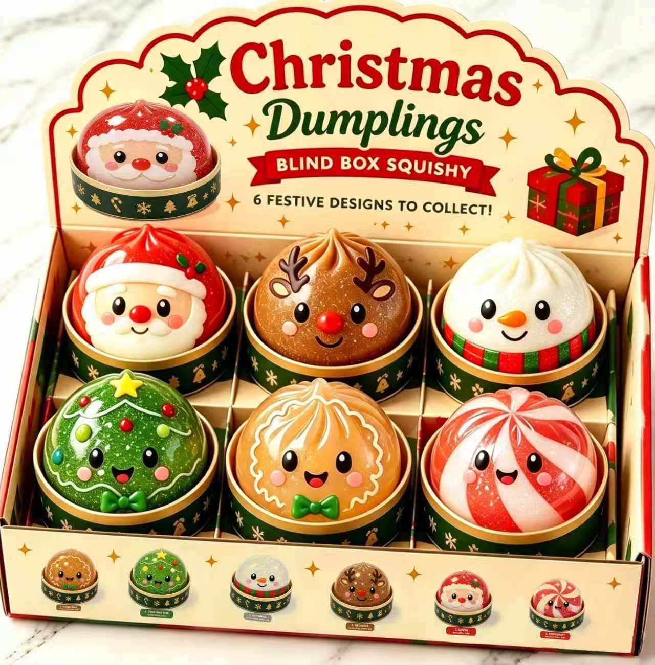 Christmas Dumpling Christmas Dumpling Blind Box Squishy Stress Relief Fidget Toy - Image 1