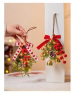Christmas Jingle Bell Velvet Bow Ornament - Image 4