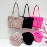 Plush Faux Fur Bucket Hat and Handbag Set for Women - Image 3