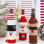 Knit Wine Bottle Covers with Santa and Snowman Design - Image 4