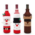 Knit Wine Bottle Covers with Santa and Snowman Design - Image 3