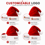 Custom Logo Cable Knit Crochet Santa Hat With White Fur Trim - Image 2