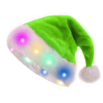 Party Items Christmas Colorful LED Lights Plush Santa Hat - Image 2