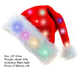 Party Items Christmas Colorful LED Lights Plush Santa Hat - Image 3