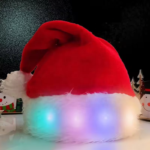 Party Items Christmas Colorful LED Lights Plush Santa Hat - Image 4