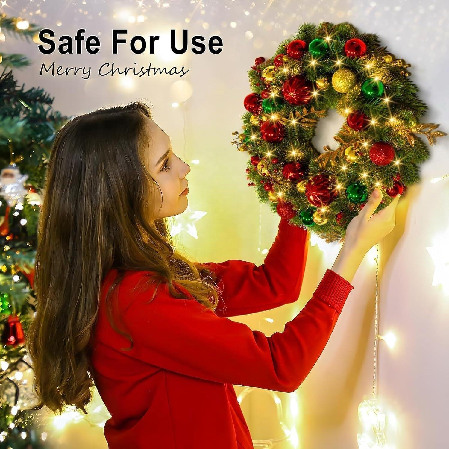 Hb8706d0c69054e7daff34b9eb688b699q Halloween Christmas Snow Wreath for Door Hanging - Image 1