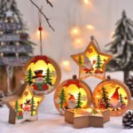 LED Wooden Christmas Tree Hanging Ornament