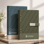 ring-binder planner with diagonal stripe embossed texture - Image 2