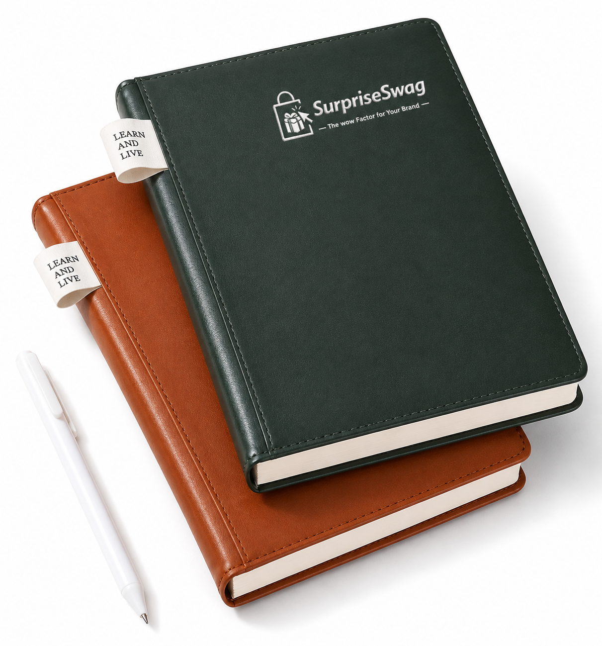 NOTEBOOK 1 hardcover leather notebook with fabric loop bookmark - Image 1