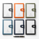 framed-panel notebook with tab-snap closure