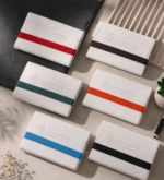 crinkled white-leather notebook with bold spine stripe - Image 2