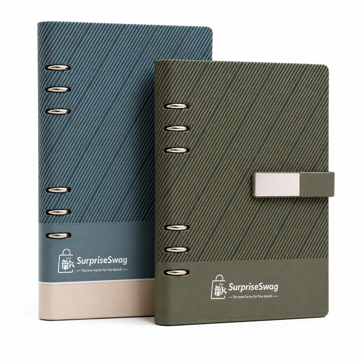 NOTEBOOK 2 ring-binder planner with diagonal stripe embossed texture - Image 1