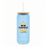 Ribbed Borosilicate Glass Can with Bamboo Lid - Image 3