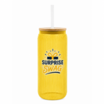 Ribbed Borosilicate Glass Can with Bamboo Lid - Image 2