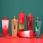 Large 710ml Double-Layer Plastic Straw Tumbler with Christmas