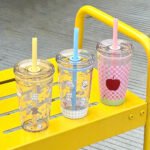 Minimalist Printed 450ml Tritan Straw Cup New Boba Coffee Mug