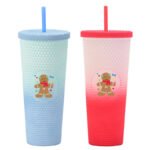 Large 710ml Double-Layer Plastic Straw Tumbler with Christmas - Image 3