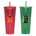 Large 710ml Double-Layer Plastic Straw Tumbler with Christmas - Image 4