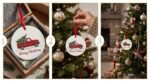 Custom Brass Ornament with Full Color Truck and Tree Scene. - Image 2