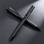Matte Black Metal Ballpoint Pen with Colored Accents