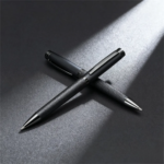 Matte Black Metal Ballpoint Pen with Colored Accents - Image 2