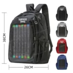 10W Solar Powered Backpack with USB Charging Port LED Light