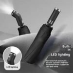 3 Fold Automatic UV Sunshade Umbrella with LED Flashlight - Image 4