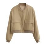 Women's Woven Bomber Jacket with Collar & Double Pockets - Image 5