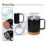 Stainless Steel Double Wall Vacuum Travel Mug with Cork 12oz - Image 4