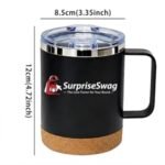 Stainless Steel Double Wall Vacuum Travel Mug with Cork 12oz