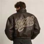 Men's Vintage Varsity Faux Leather Jacket with Chenille Logo - Image 3