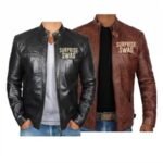 Men's Custom Logo PU Leather Casual Bomber Jacket