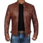 Men's Custom Logo PU Leather Casual Bomber Jacket - Image 3
