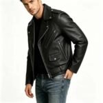 Mens Vintage Genuine Cowhide Leather Jacket with Custom Logo - Image 4
