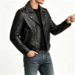 Mens Vintage Genuine Cowhide Leather Jacket with Custom Logo - Image 2