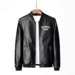 Men's Casual PU Leather Jacket with Zipper
