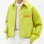 Plus Size Men's Leather Jacket with Zipper, Lapel & Pocket